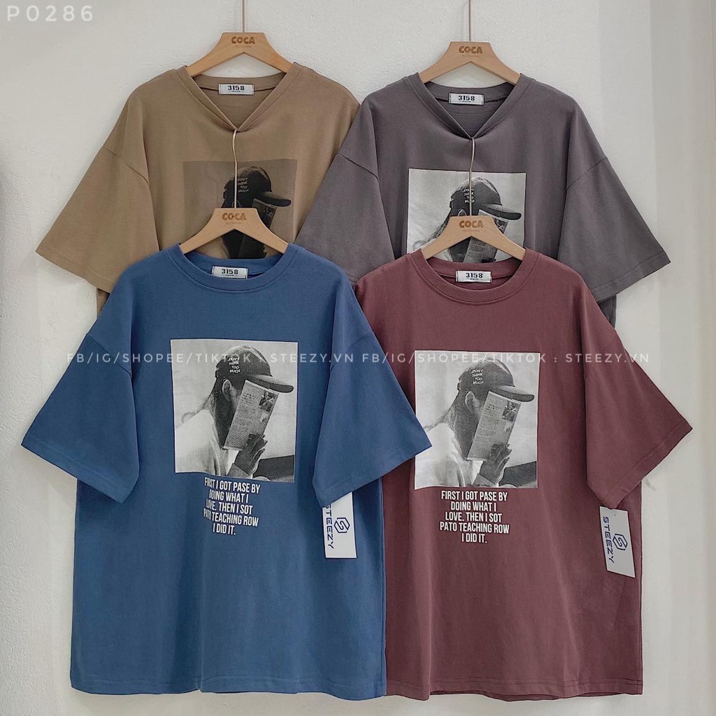 [P0286] Áo thun cotton mặt lông dày in hình cô gái đội mũ chữ FIRST I GOT form rộng ngắn (Có sẵn/Ảnh thật)