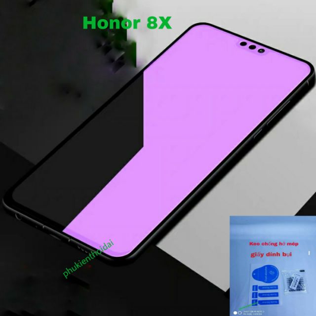 Kính cường lực Honor 8x tím chống tia UV hại mắt ( tặng keo mép )