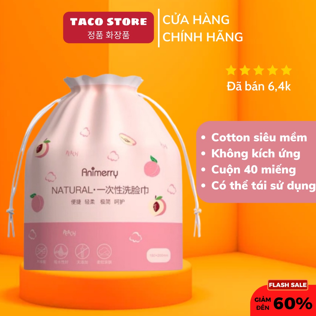 Khăn Mặt Khô Aminerry (Dùng 1 Lần, Tẩy Trang Lau Khô Lau Ướt, Khăn Lau Mặt Trái Đào Siêu Mềm Mịn)