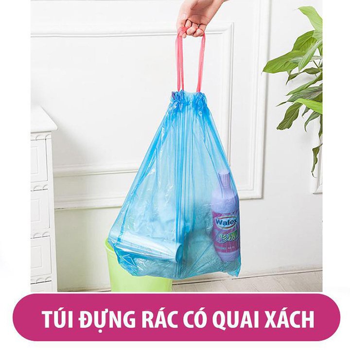 COMBO 5 Cuộn Túi Đựng Rác Có Dây Rút - 15 túi/cuộn - Tiện Dụng Sạch Sẽ Thông Minh