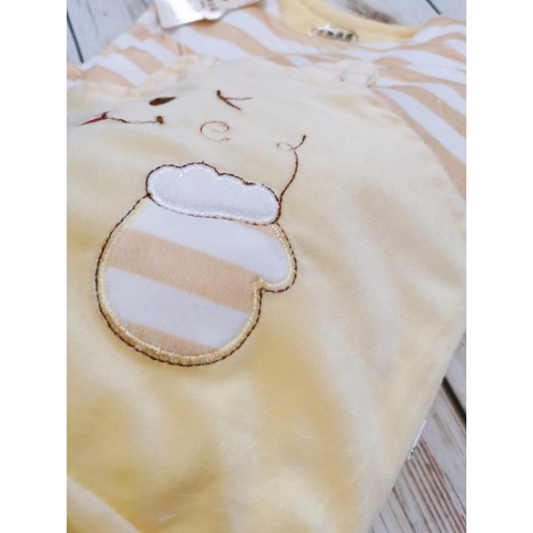 Áo gile bông cho bé 4 - 11kg, hàng QC cao cấp họa tiết gấu kẻ ngang