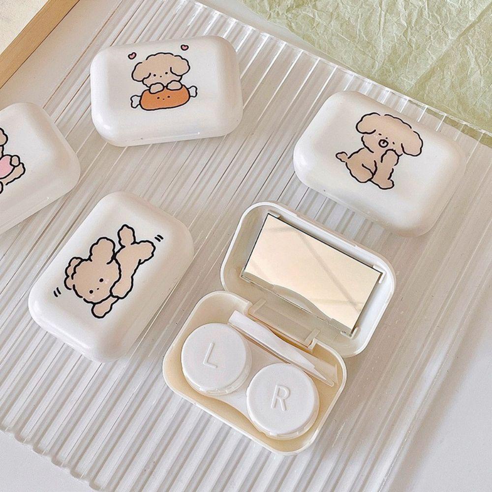 Hộp Đựng Kính Áp Tròng Hai Ngăn Kèm Gương Soi Họa Tiết Hoạt Hình Phong Cách Hàn Quốc Cho Cún Cưng