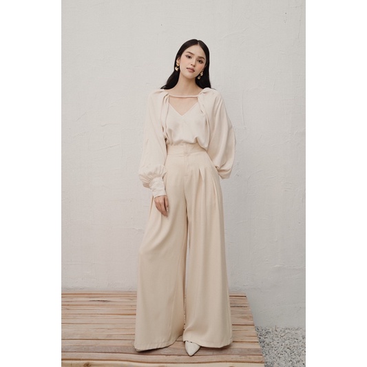 Quần tây nữ cạp cao dáng rộng LUNA Pant HIU Fashion , chất liệu chéo nhật cao cấp ống rộng trendy con gái H.I.Udesign