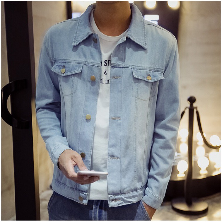 áo khoác jean nam xanh nhạt r553