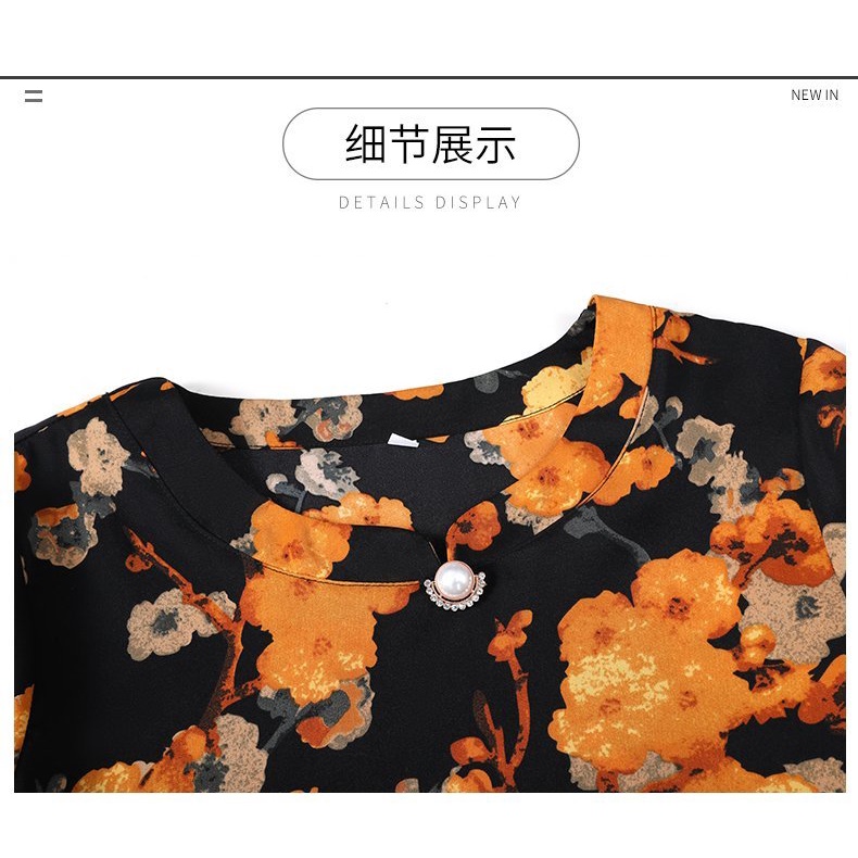 Set Áo Chiffon Ngắn Tay Và Quần Dài Thời Trang Phương Tây Cho Phụ Nữ Trung Niên 40-50 Tuổi