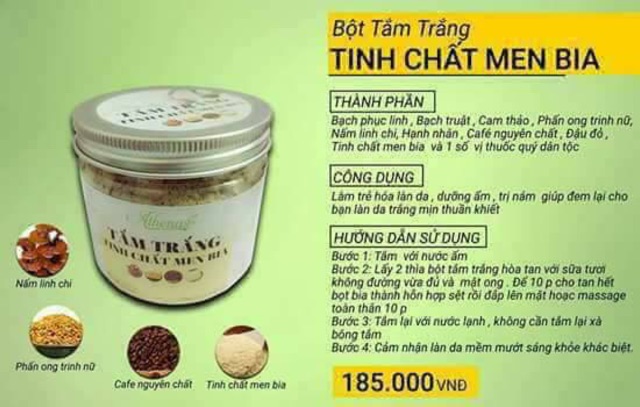 Tắm trắng tinh chất men bia