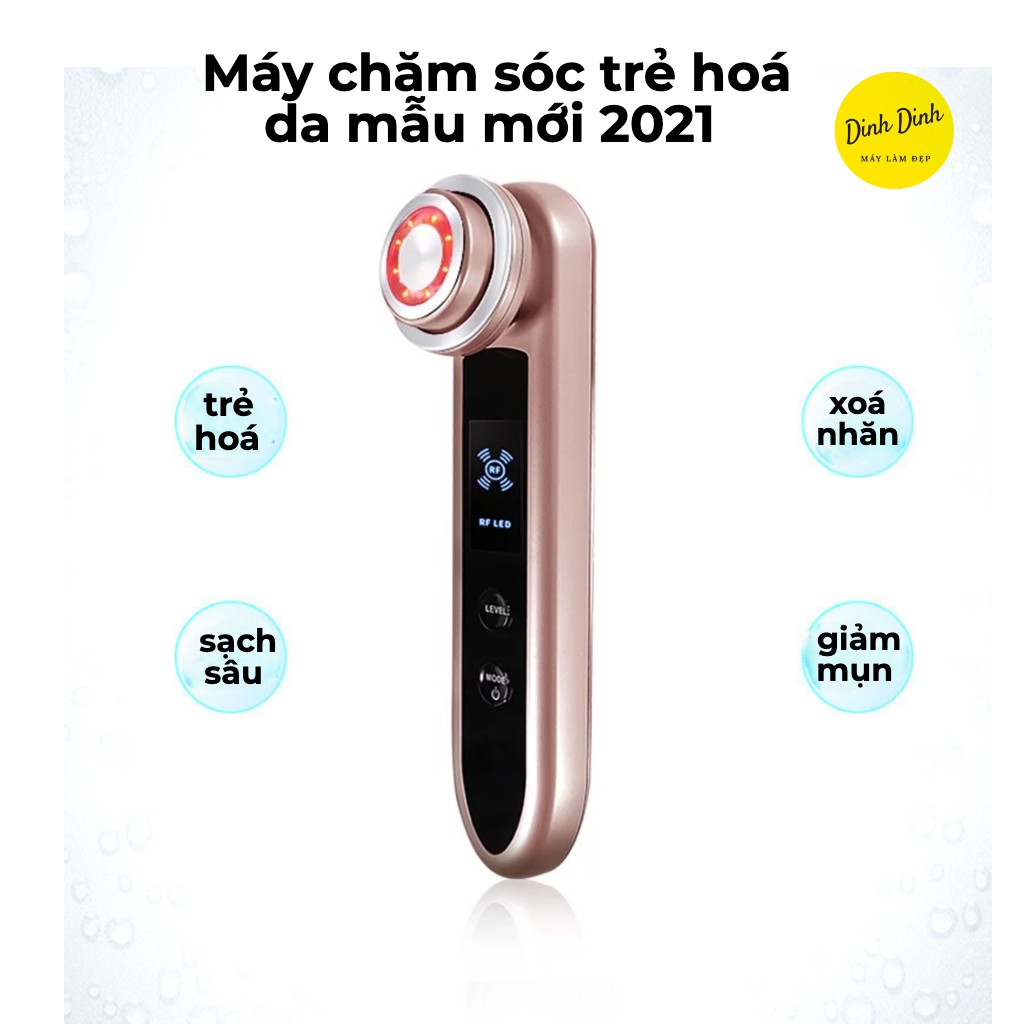 Máy chăm sóc da, máy điện di nâng cơ mặt D919 chính hãng, dụng cụ làm đẹp mát xa mặt 5in1 - Dinh Dinh