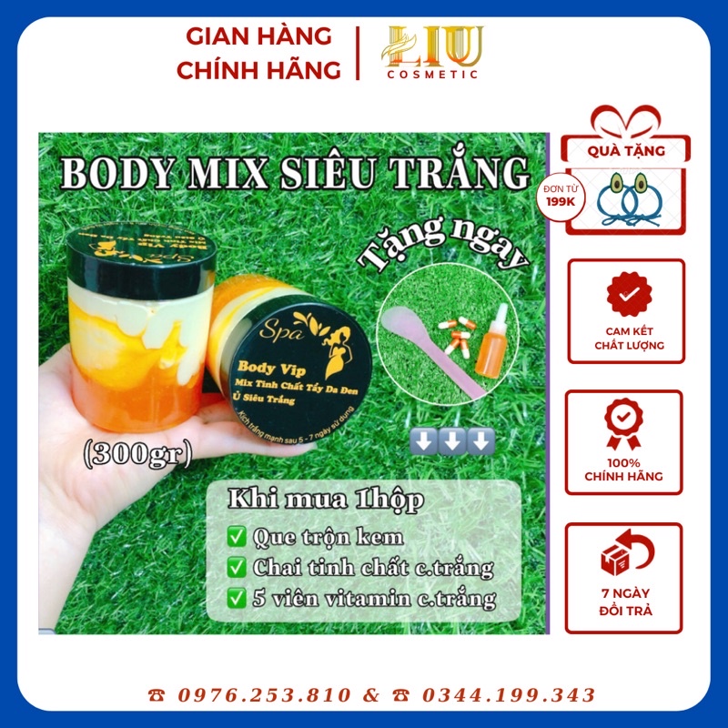 BODY VIP MIX TINH CHẤT Ủ SIÊU TRẮNG - BODY CỐT THÁI CAO CẤP 300Gram