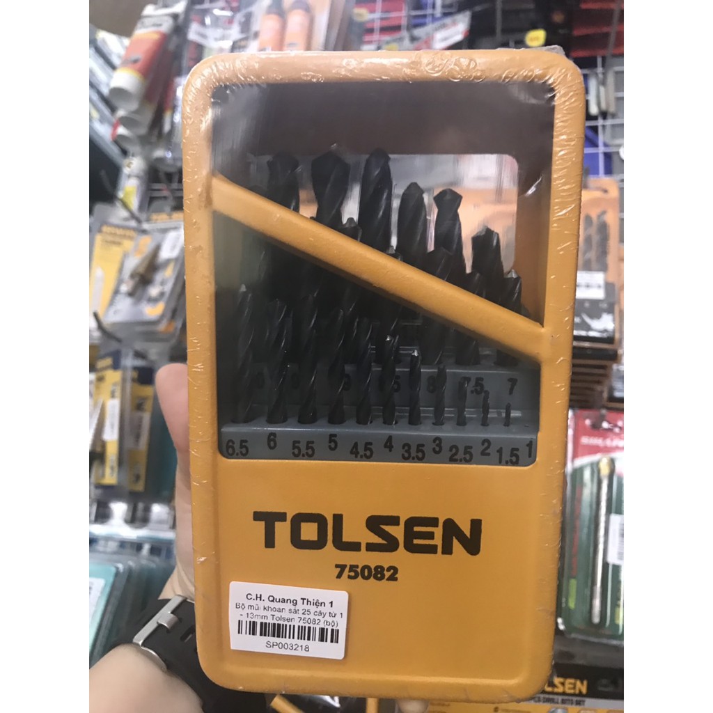 Bộ mũi khoan sắt 25 cây từ 1-13mm Tolsen 75082