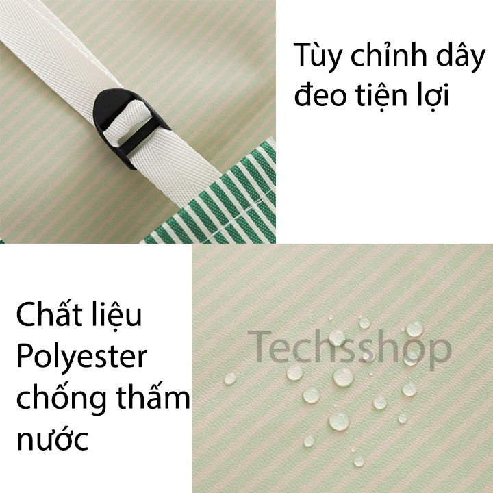 Tạp Dề Có Khăn Lau Tay Và Túi Đựng Đồ Hình Sọc Carô Phong Cách Hàn Quốc - Quà Tặng Vợ, Mẹ Ngày Phụ Nữ