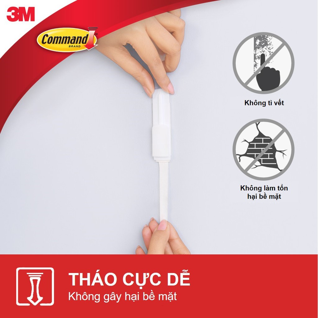 Móc dán tường Command 3M vỉ 1 cái cỡ lớn chịu lực 2.2kg - Dễ sử dụng, độ bền cao, bám cực chắc, tháo cực dễ 17003