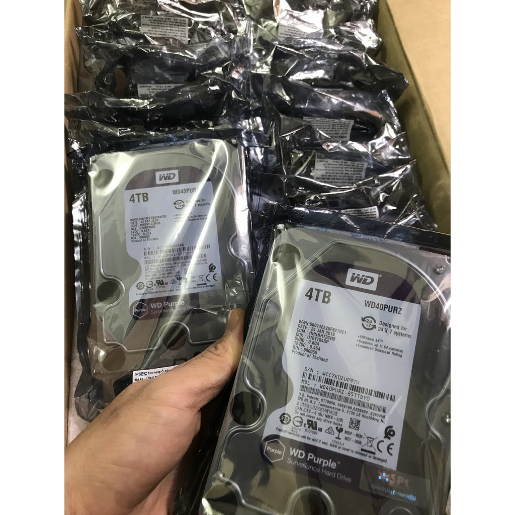 Ổ Cứng HDD WD Purple 4TB Tím 3.5 inch SATA3 6Gb/s Chính Hãng - Mới Bảo hành 36 tháng