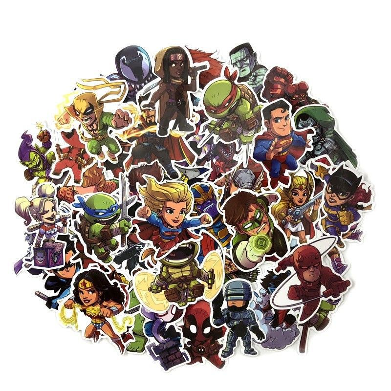 DC Bộ 50 Miếng Dán Trang Trí Hình Siêu Anh Hùng Marvel
