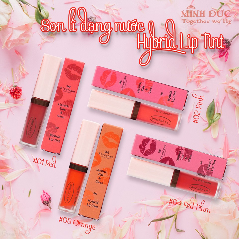 SON LÌ DẠNG NƯỚC RIVECOWE HYBRID LIP TINT(HSD:12.2021)