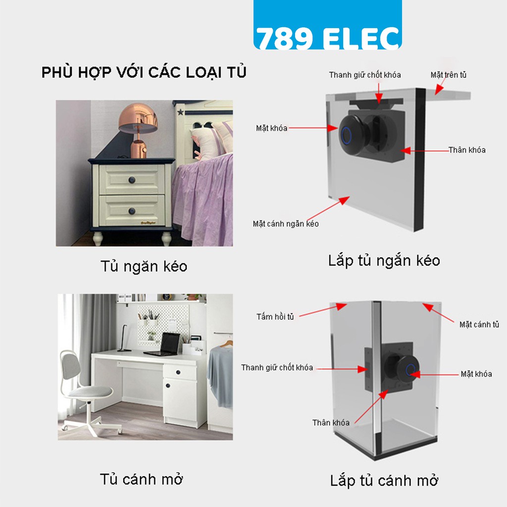 🎁Tặng pin🎁 Khóa vân tay tủ nội thất thông minh F022