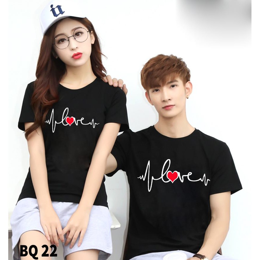 Áo thun Cặp Love chất liệu thun cotton 100% co giãn 4 chiều , thun mát lạnh , cam kết y hình