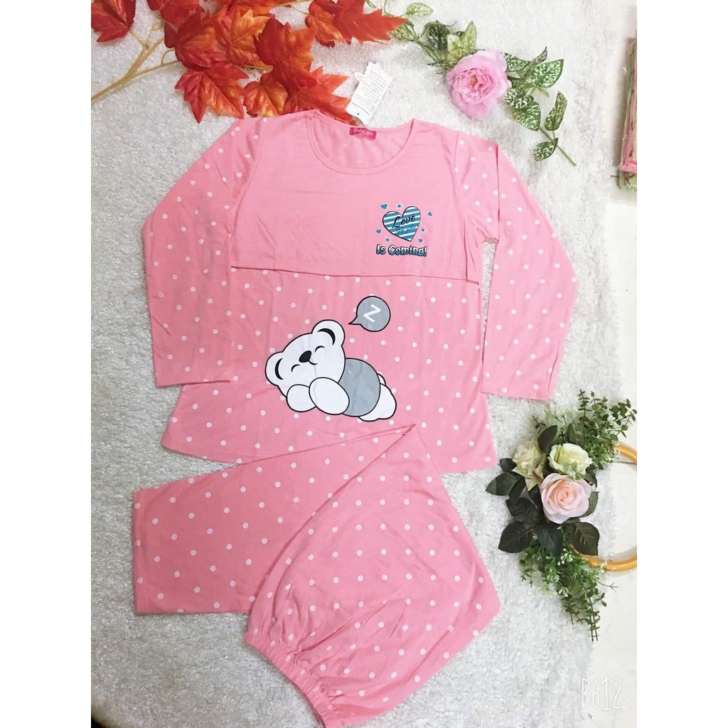 Bộ Bầu Và Sau Sinh Vải Cotton Thoáng Mát ( Dài Tay)