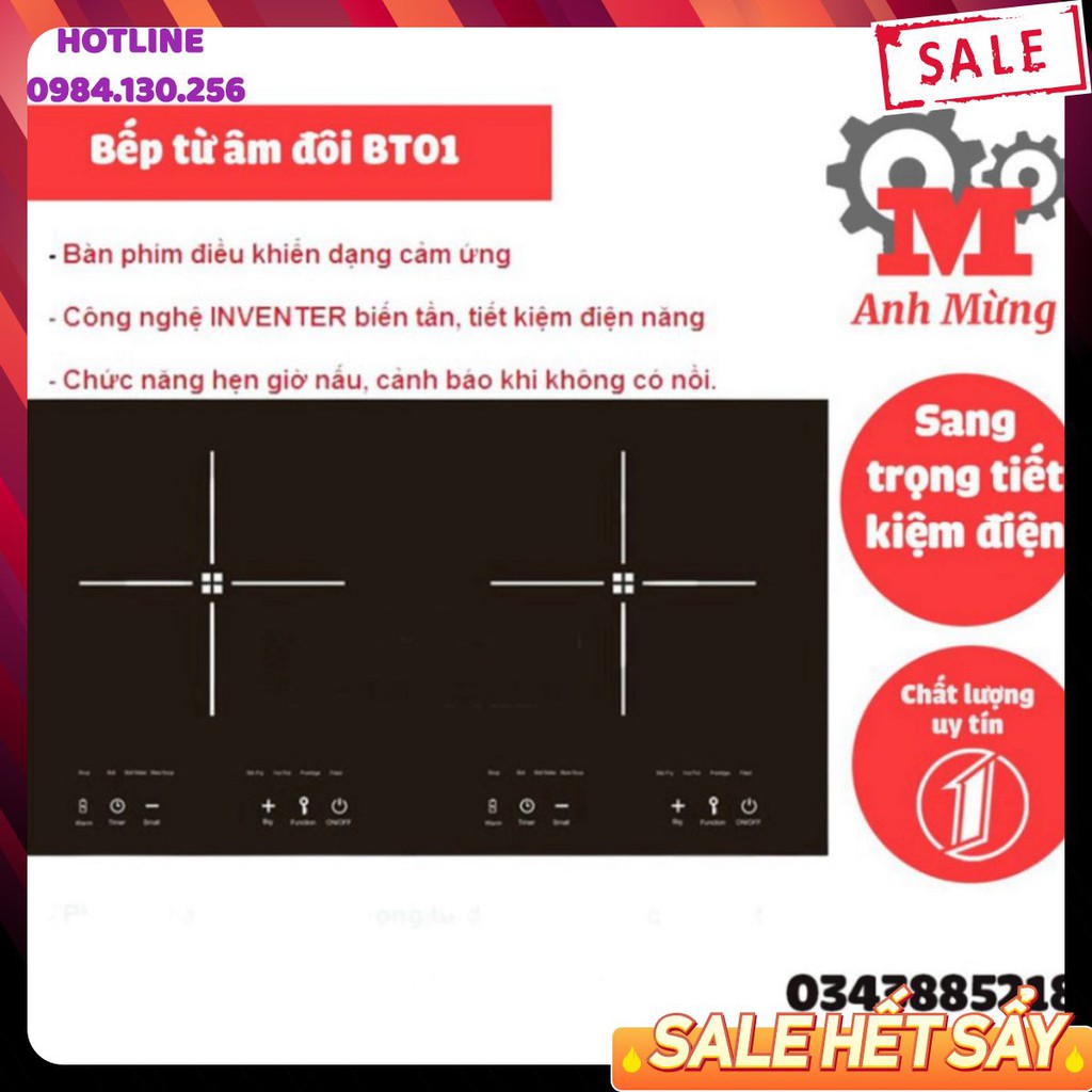 | sẵn hàng| Bệp điện từ âm đôi model bt1, bếp từ đôi thiết kế sang trọng tiết kiệm điện