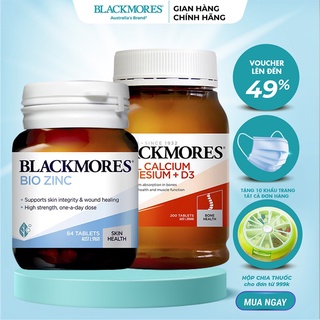 Combo Viên Uống bổ sung Canxi, Magie, D3, hỗ trợ xương khớp và Viên Uống kẽm Bio Zinc Blackmores Úc 84 viên