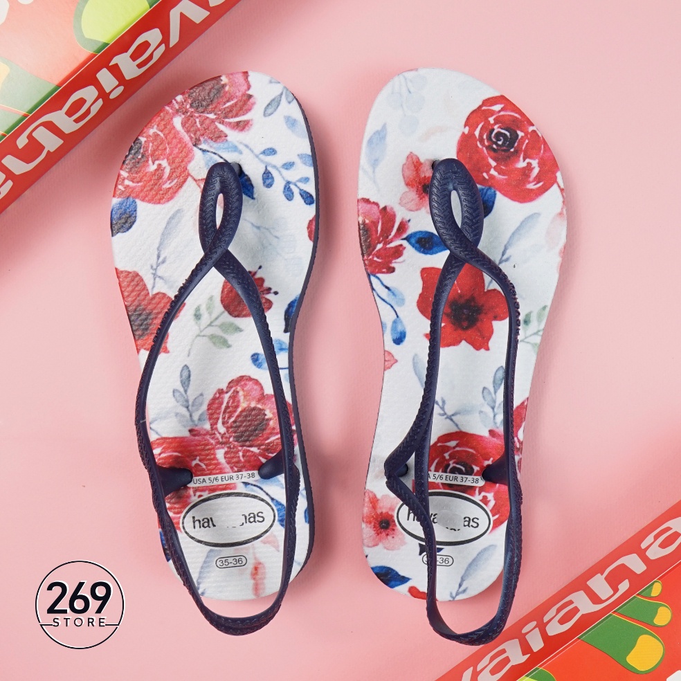 Giày Sandal havaianas nữ hàng Thái hoạ tiết floral, dép quai hậu nữ havanas thời trang chất liệu cao su