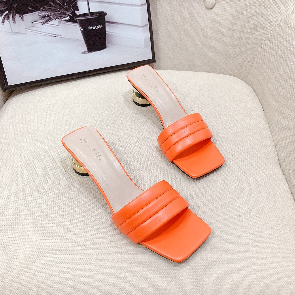 Guốc dép cao gót quai ngang gót đồng cao 5cm nhiều màu sắc chất chuẩn đẹp đi chơi, đi làm cực xinh