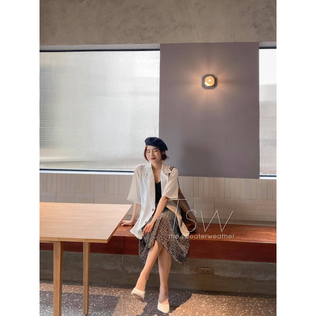 [ Qùa Tặng Dây Buộc Tóc Bạn Nhé] Áo Blazer Tay Lỡ Phong Cách Hàn Quốc - Áo Blazer Tay Ngắn Vải Voan | BigBuy360 - bigbuy360.vn