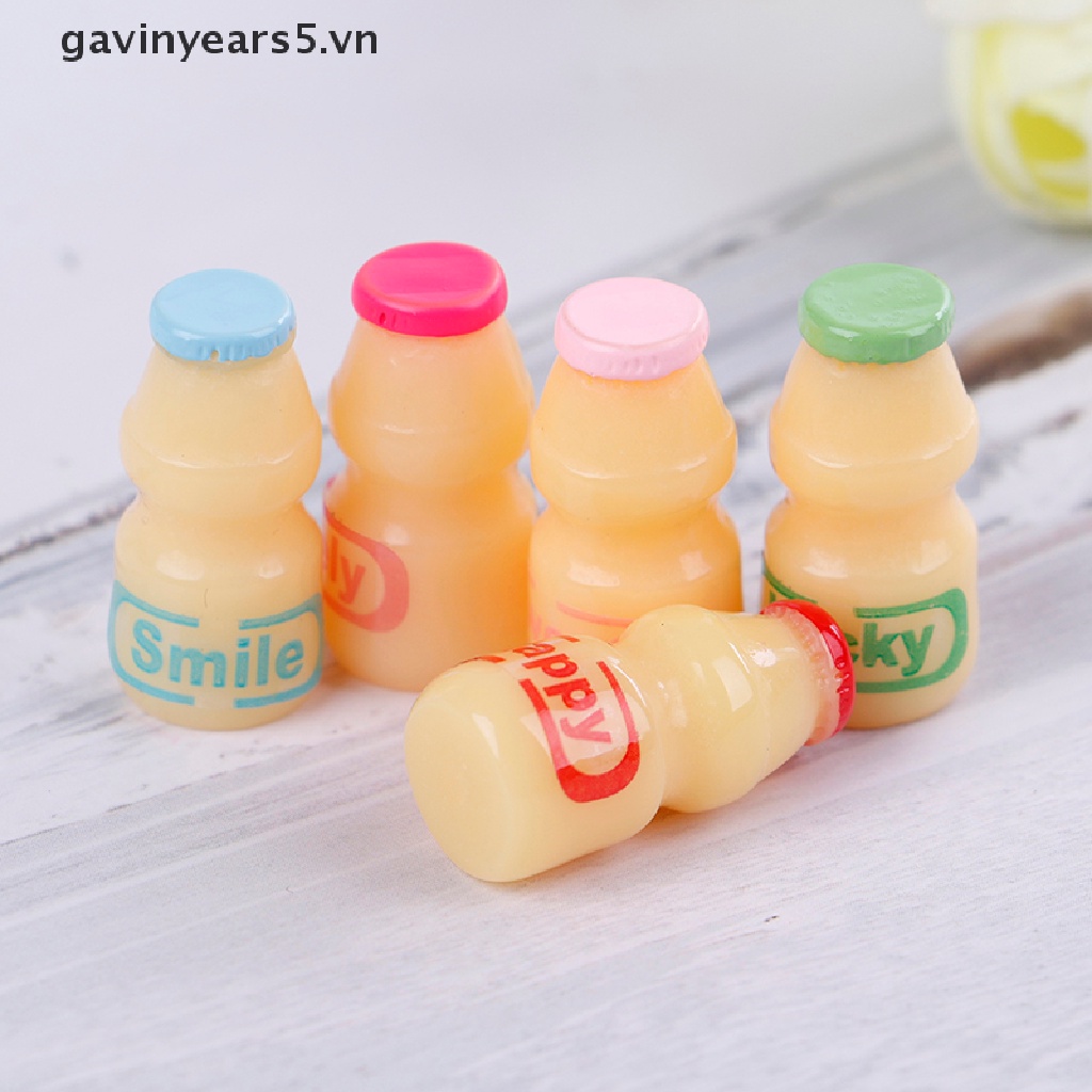 Set 5 ly sữa đồ chơi mini cho nhà búp bê