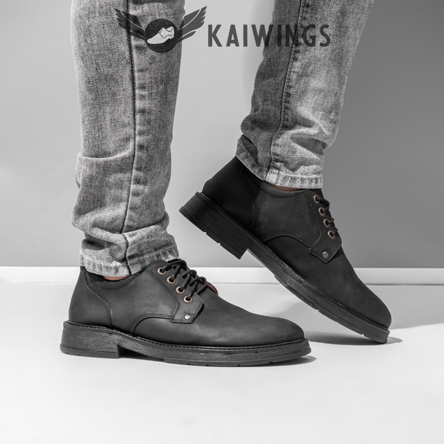 Giày Nam Cao Cấp Phong Cách Da Bò Thật Đẹp KAIWINGS Giày Nam Công Sở Hàng Hiệu Nam Tính GVN06
