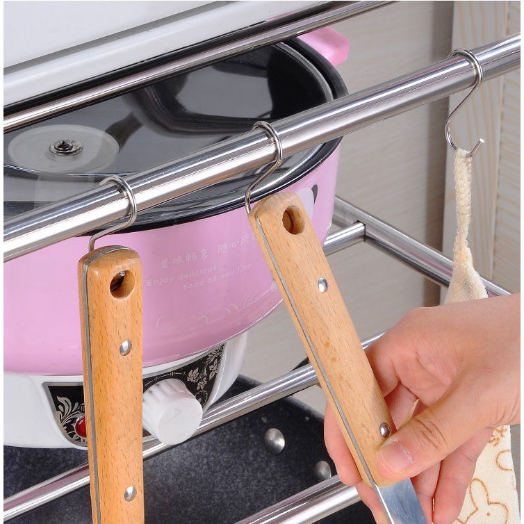 Giá Để Đồ Dùng Nhà Bếp 5 Tầng Bằng Thép Không Gỉ 6 Móc | BigBuy360 - bigbuy360.vn