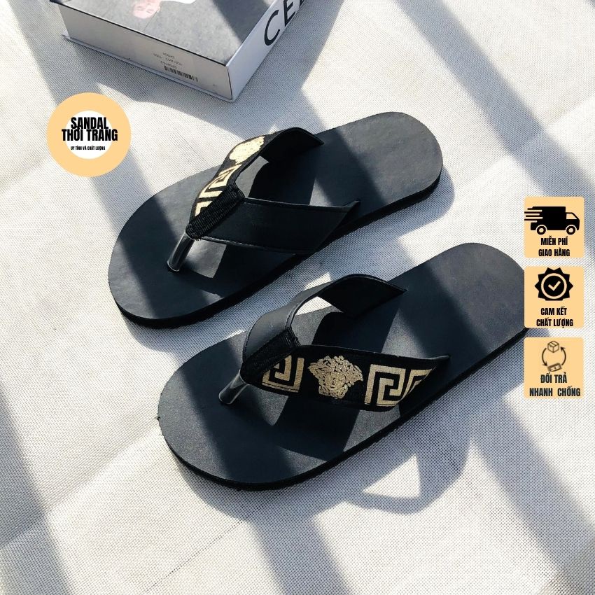 Dép Sandal Nam Quai Kẹp Xỏ Ngón Full Đen Năng Động Cá Tính Full size 30-44 Nam Nữ SANDALTHOITRANG [ẢNH THẬT 100%]