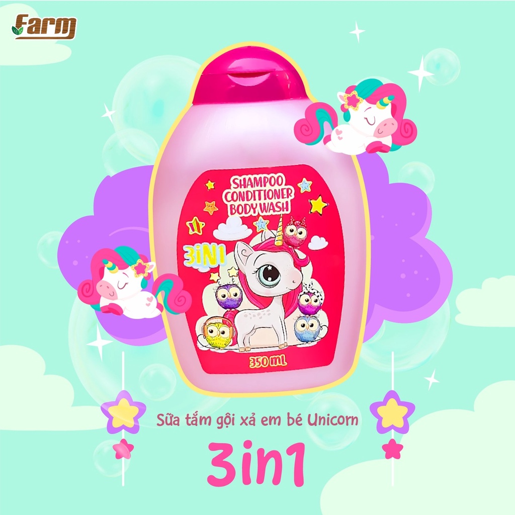 Sữa Tắm Gội Xả Em Bé Unicorn 3 trong 1