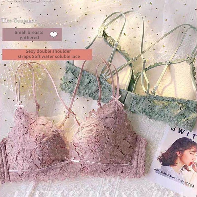 Áo Lót Nâng Ngực Không Gọng Vải Mỏng Phối Ren Quyến Rũ Dành Cho Nữ