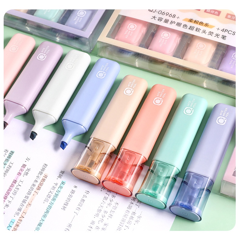 Set 4 bút dạ quang, bút highlight, bút đánh dấu nhớ cỡ to màu pastel siêu đẹp BAG U S4BNTO