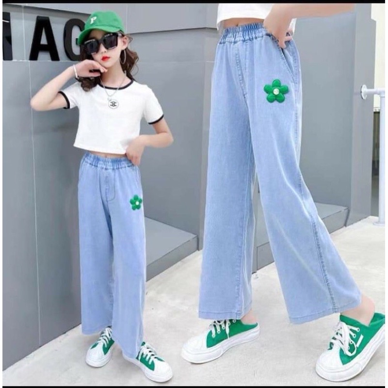 Quần jean suông Đi Học Quần Bò Đi Học Bé Gái ảnh Thật trải sàn
