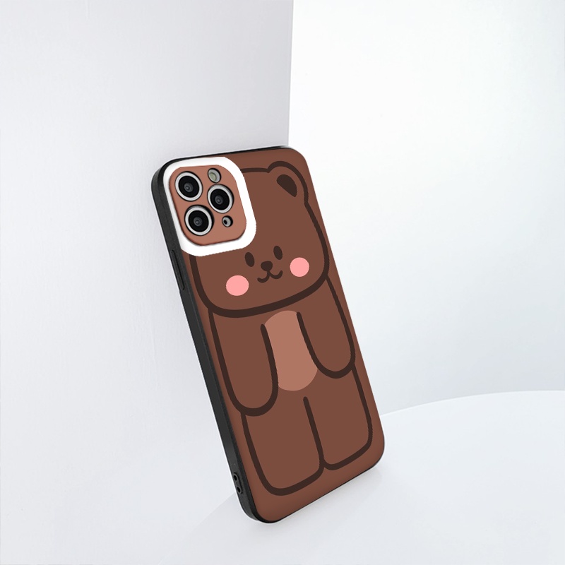 [SIÊU CUTE] Ốp GẤU NÂU BROWN viền vuông Case dùng cho iPhone 13 11 Pro Max 12 iphone x xs max xr 7 8 plus se 2020