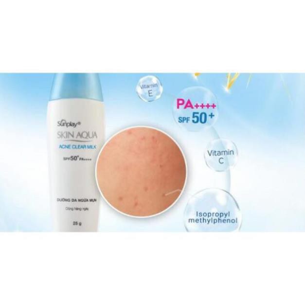 Kem chống nắng dưỡng da ngừa mụn Sunplay Skin Aqua Acne Clear Milk SPF50+, PA++++ [giá sỉ] [Mới 2021]