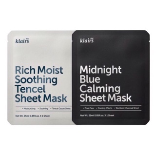 Mặt Nạ Klairs Midnight Blue Calming Sheet Mask Làm Dịu, Phục Hồi Da 25ml