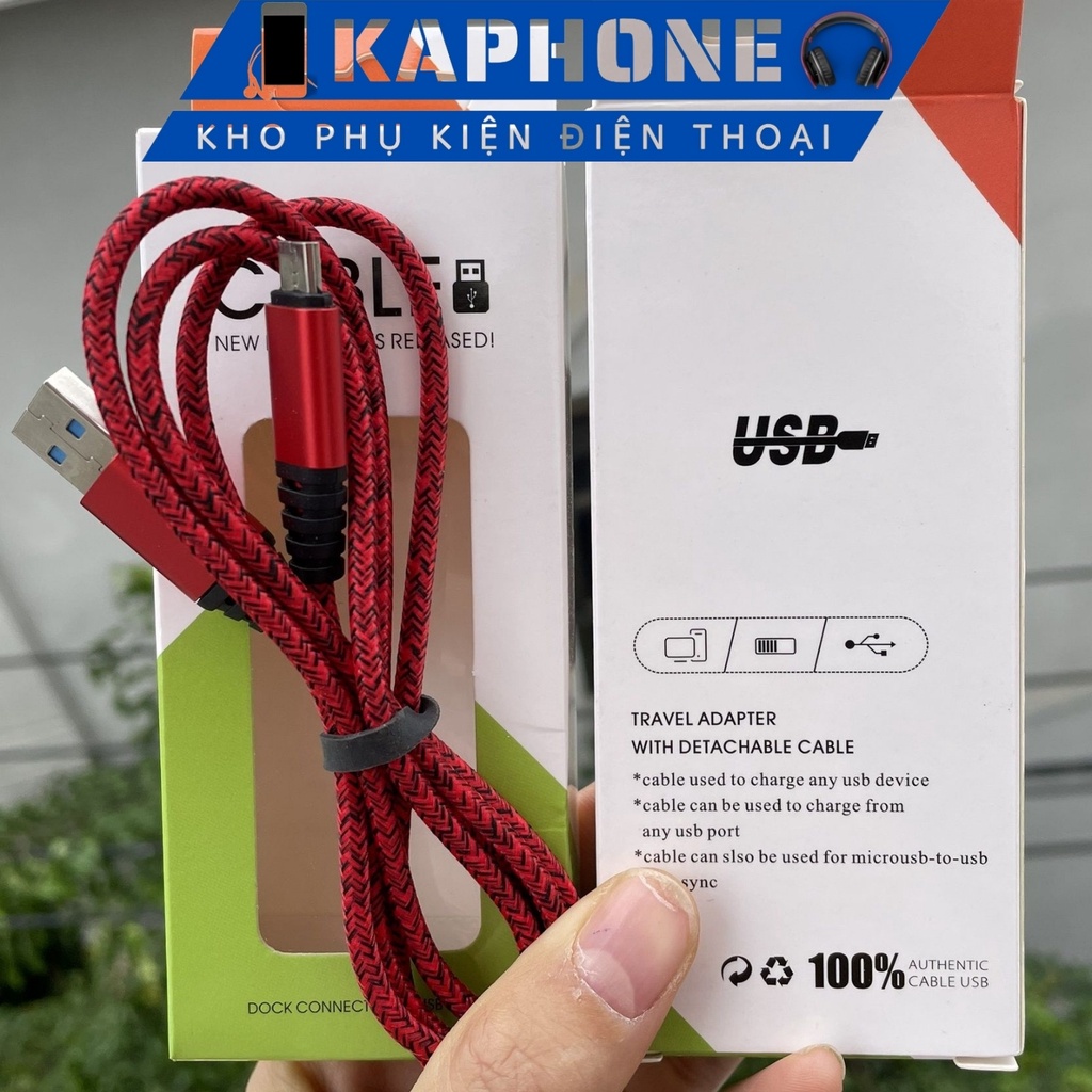 [FULL BOX] Cáp Dù Sạc Nhanh 2.5A Dài 1m Chân Type C, Chân Sạc Micro, Iphone, Vỏ Bọc Dù Không Nóng Máy | BigBuy360 - bigbuy360.vn