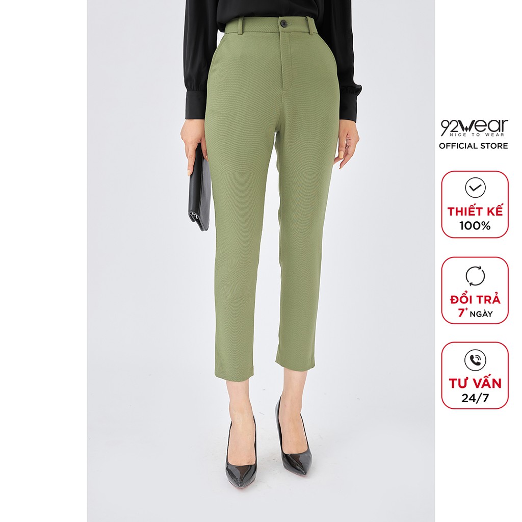 Quần tây nữ công sở 92WEAR ống bó kiểu dáng đơn giản, thanh lịch QOA1698