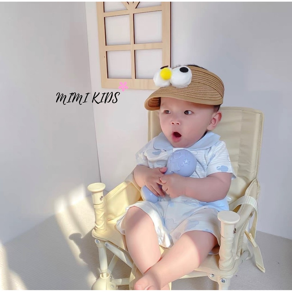 Mũ cói nửa đầu - hình mắt chim cho bé (1-3Y) MH07