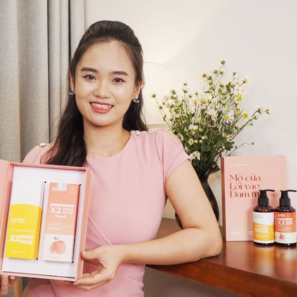 Dung dịch vệ sinh Phụ nữ Gel X2 Nano Nghệ Hương Đào Cỏ cây hoa lá - Hồng Mềm Mại Lưu Hương 24h - 150g