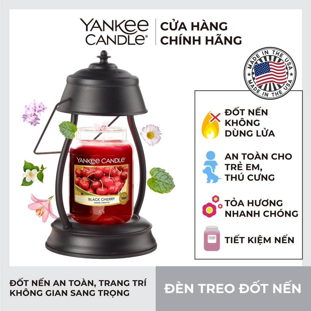 Đèn treo đốt nến Yankee Candle màu đen