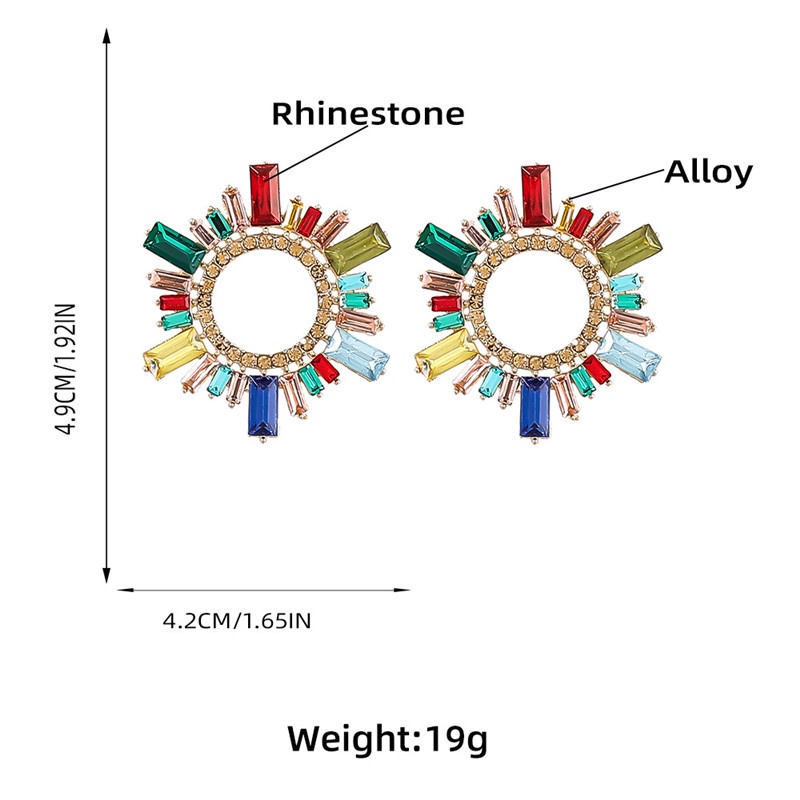 1 Đôi Bông Tai Hình Hoa Hướng Dương Đính Đá 4.9x4.2cm