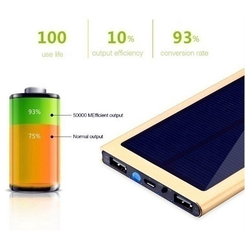 KRECOO Pin sạc dự phòng 20000mAh PN-962 dạng mỏng sử dụng năng lượng mặt trời chuẩn sạc nhanh 3.0 màu đen