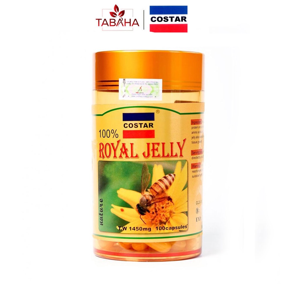 Sữa Ong Chúa Costar Royal Jelly Soft Gel Capsules 1450mg (100 viên) Dưỡng Da Chống Lão Hóa