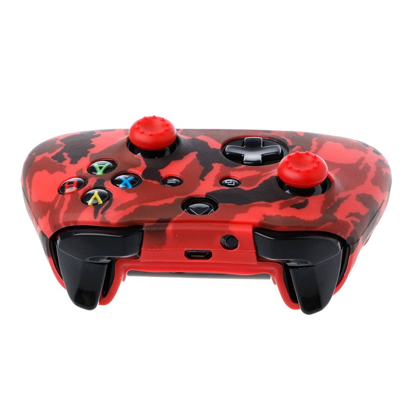 Alli Camouflage Silicone Gamepad Cover + 2 Joystick Caps For XBox One X S Controller