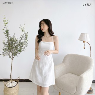 Váy hai dây thiết kế nữ LYRA, chất liệu thô đũi buộc nơ lưng nữ tính, xinh xắn nhẹ nhàng-LYTVD629