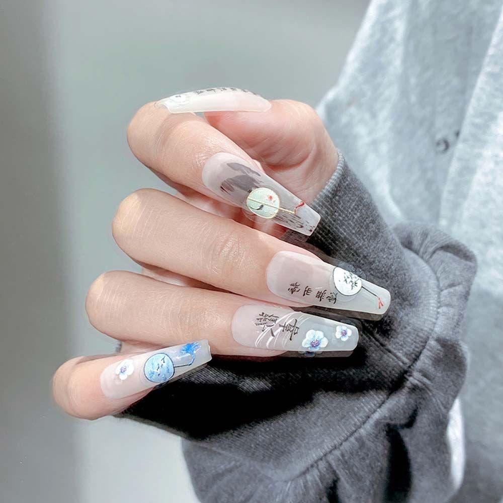 Miếng Dán Trang Trí Móng Tay Hình Hoa Đào Trung Quốc
