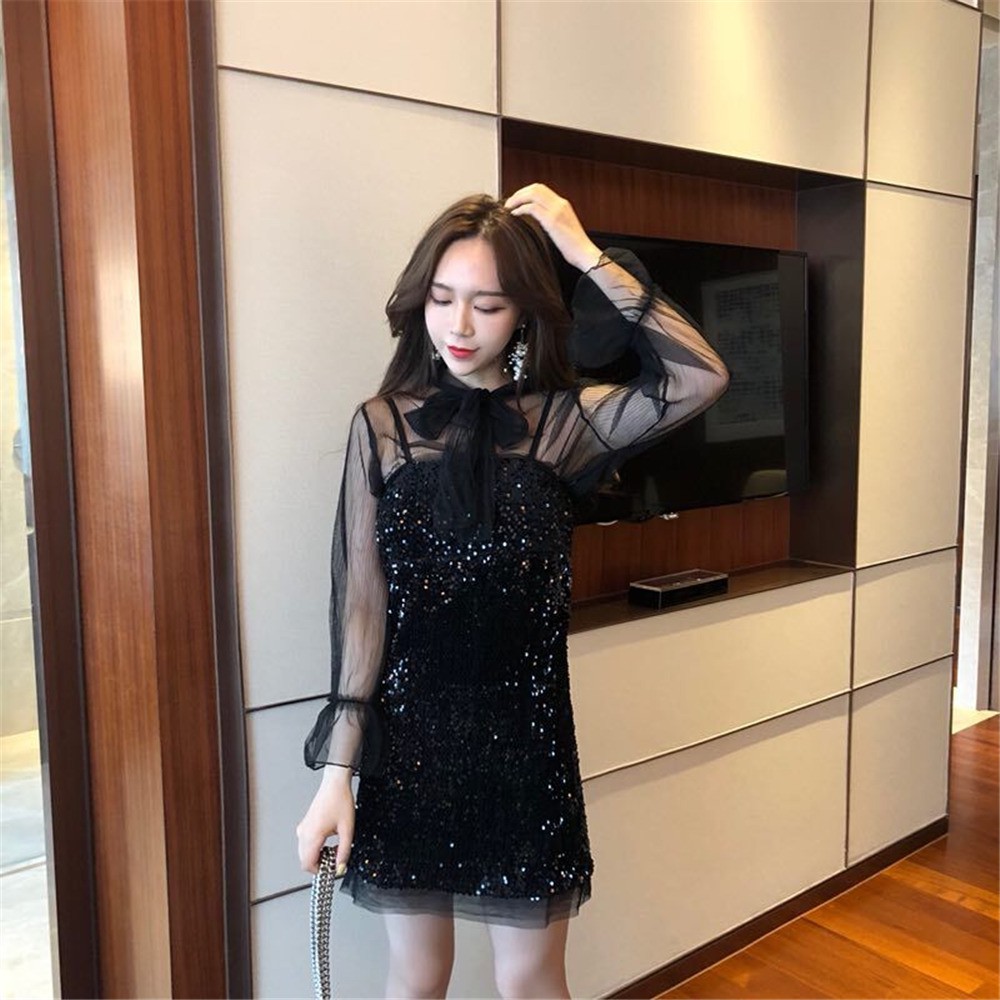 ĐẦM DRESS NỮ TAY LƯỚI ULZZANG | BigBuy360 - bigbuy360.vn