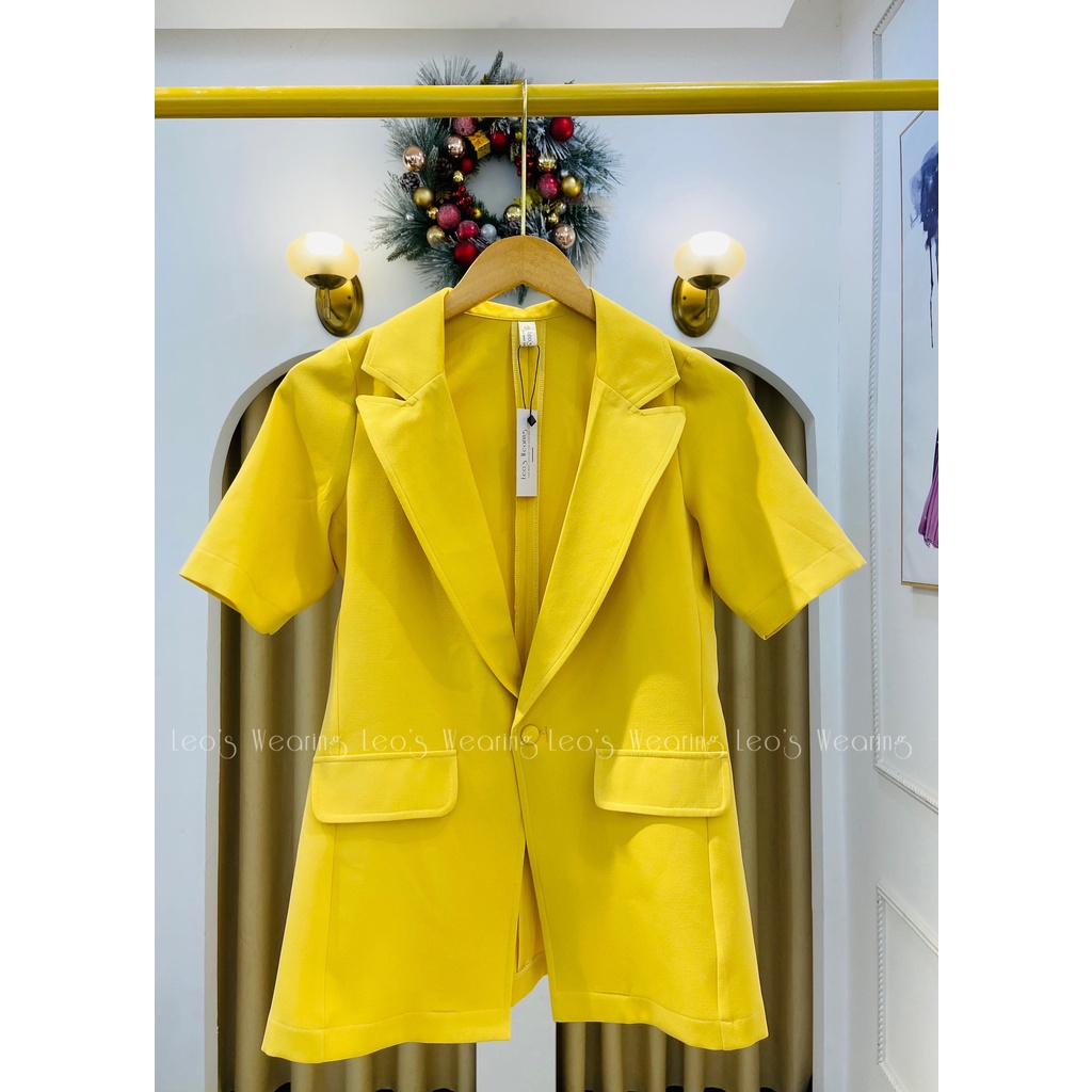 Áo blazer nữ tay ngắn form rộng công sở LEOSWEARING phong cách Hàn Quốc A03 | BigBuy360 - bigbuy360.vn